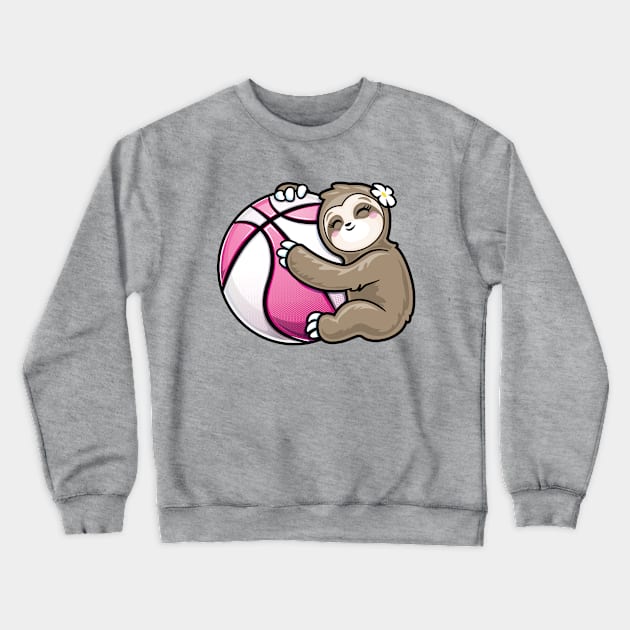 Cute Girls Basketball Sloth Player Crewneck Sweatshirt by PnJ